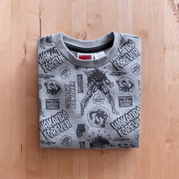 Marvel Black Panther Wakanda Forever All-Over-Print Sweatshirt Boys Small - Picture 4 of 4